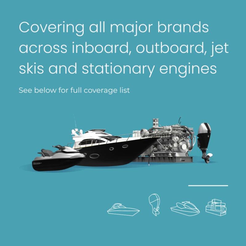 Marine diagnostics covering all major brands across inboard, outboard, jet skis and stationary engines. See below for full coverage list.