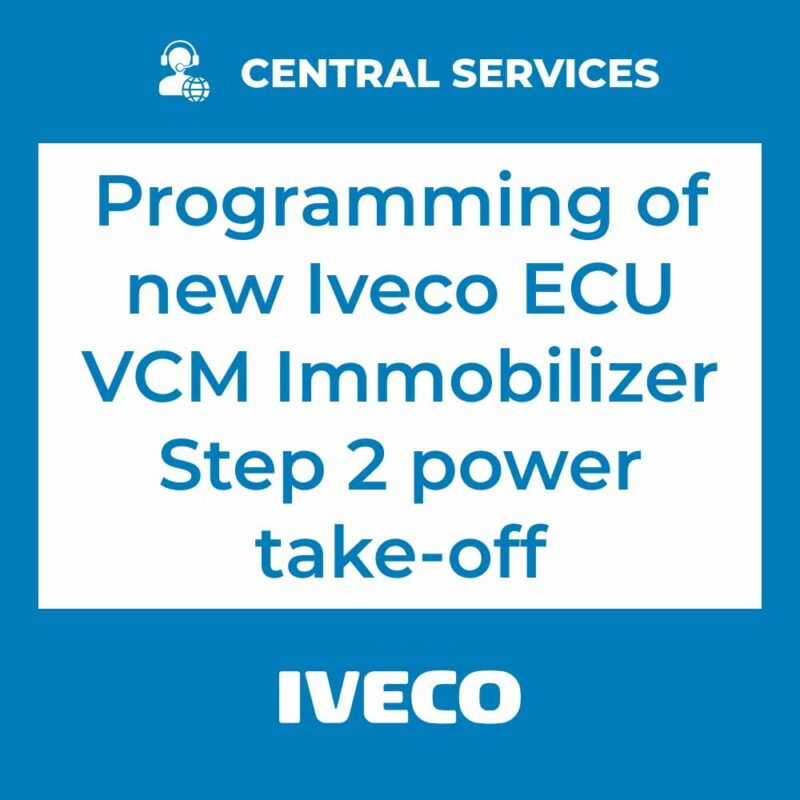 Programming of Iveco ECU VCM  Immobilizer Step 2 power take-off (Central Services)