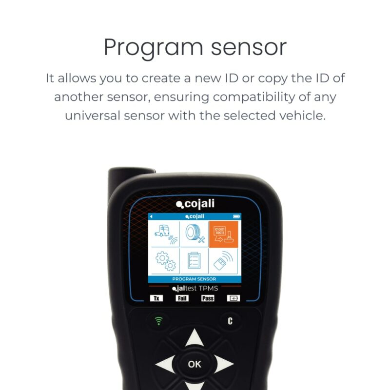 Program sensor. It allows you to create a new ID or copy the ID of another sensor, ensuring compatibility of any universal sensor with the selected vehicle.