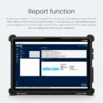 Report function. To gain your customer’s trust, it is important that you can show what you have done with their vehicle. With the built-in report function in our software, you can add fault codes, show graphs and other information from real-time data. Print the final results and you have a professional report for your customers.
