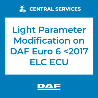 Light Parameter Modification on DAF Euro 6 Pre-2017 ELC ECU (Central Services) - 71101089