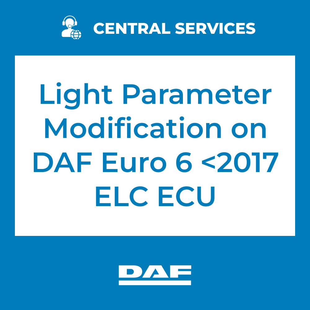 Light Parameter Modification on DAF Euro 6 Pre-2017 ELC ECU (Central Services) - 71101089