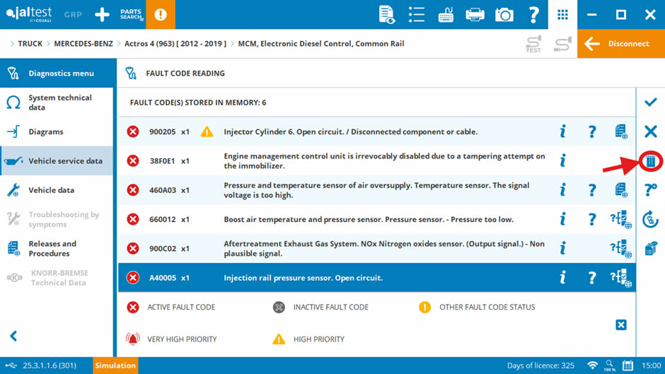 clear the fault codes